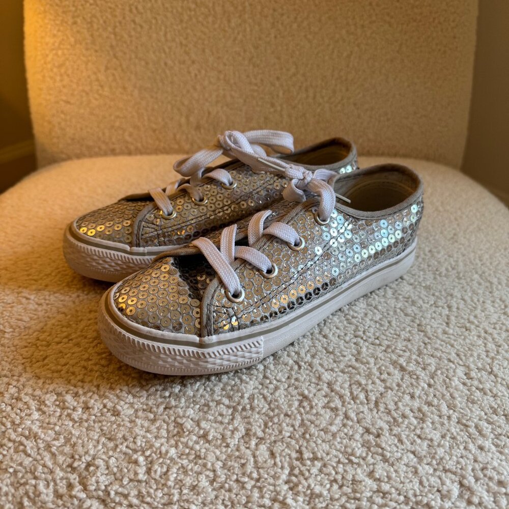 Silver Sequin Kid's Shoes - Size 1